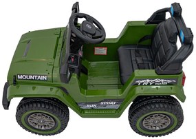 Carro elétrico para Crianças Off Road MOUNTAIN 12V Rodas Espuma EVA, Assento Couro ecológico Verde