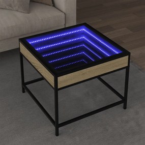 Mesa de centro luzes LED Infinity 50x50x41 cm carvalho sonoma