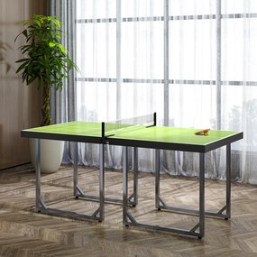 Mesa de Ping Pong Pequena Dobrável 182x91x76 cm com Rede e Estrutura de Aço Verde