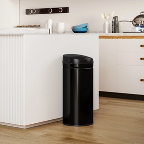 Caixote do lixo automático para cozinha de 42 L em aço inoxidável, com tampa de fecho suave, 30,5 x 30,5 x 68 cm, preto
