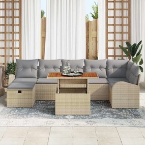 vidaXL Conjunto de Sofá de Jardim 8 pcs Bege Rattan Sintético
