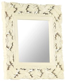 Espelho esculpido à mão 50x50 cm mangueira maciça branco