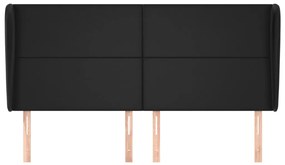 Cabeceira de cama c/ abas couro artif. 183x23x118/128 cm preto
