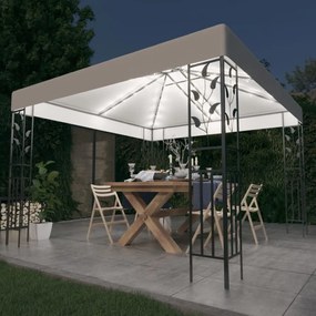 Gazebo com cordões de luzes LED 3x3 m branco