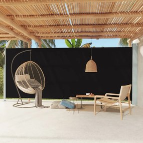 vidaXL Toldo lateral retrátil para pátio 220x600 cm preto