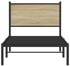 Estrutura de cama sem colchão 80x200 cm metal carvalho sonoma