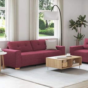vidaXL Conjunto de Sofá 2 Peças com Almofadas Vermelho Vinho Tecido