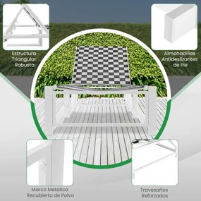 Espreguiçadeira de jardim com rodas XXL, com encosto ajustável suporta até 180 kg Preto + Branco