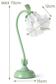 Candeeiro de mesa de cabeceira vintage com abajur acrílico Lily of the Valley e braço ajustável Luz decorativa retro E27 verde