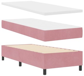 Cama Box Spring com Colchão &amp; Banco Rosa 80x200 cm Veludo