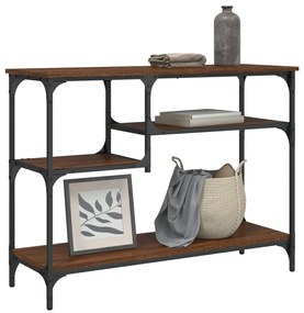 vidaXL Mesa consola c/ prateleiras 100x35x75 cm carvalho castanho