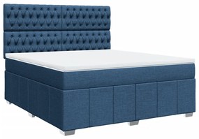 Cama com molas/colchão 180x200 cm tecido azul
