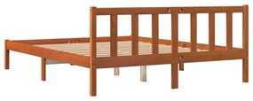 Cama sem colchão 160x200 cm madeira pinho maciço castanho-mel