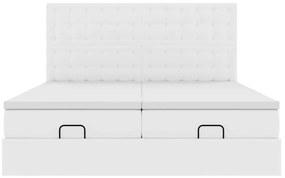 Estrutura de cama otomana com colchões 200x200 cm branco puro