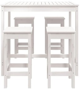 5 pcs conjunto de bar para jardim pinho maciço branco