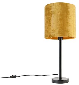 Candeeiro de mesa moderno preto com cúpula dourada 25 cm - Simplo Moderno