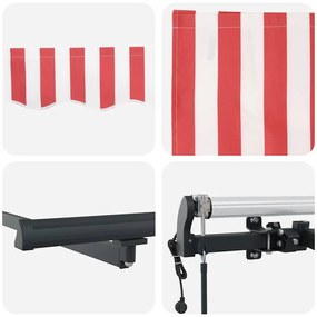 Toldo Retrátil Manual Vermelho e Branco e Antracite