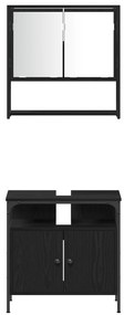 Conjunto de Móveis para Banheiro com 4 Peças - Carvalho Preto