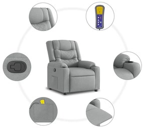 Poltrona de massagens reclinável tecido cinzento-claro