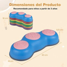 Conjunto de 6 Pedras de Equilíbrio em Forma de Ervilha, 30 x 14 x 6,5 cm, Antiderrapantes, Multicolor