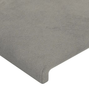 Cabeceira de cama c/ abas veludo 183x16x78/88 cm cinzento-claro