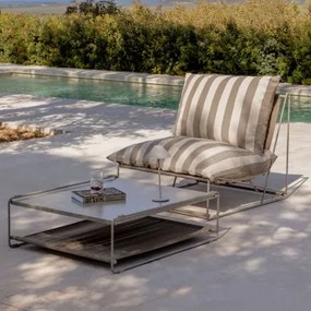 Conjunto De Jardim Com Poltrona E Mesa Auxiliar Conversível Amaro Tapioca Bege - Castanho Moka - Sklum