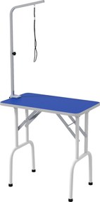 PawHut Mesa de Tosquia para Cães Dobrável com Braço Ajustável entre  60-104 cm e Bancada de Borracha Antiderrapante 81x48,5x80 cm Azul | Aosom Portugal