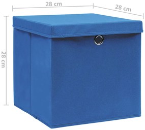 Caixas de arrumação com tampas 4 pcs 28x28x28 cm azul