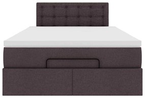 Cama otomana com colchão 120x200 cm tecido castanho escuro