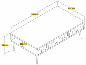 Mesa de Centro Lyon – Creme e Dourado – 105 x 33,6 x 60 cm