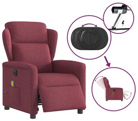 Poltrona reclinável de massagens elétrica tecido vermelho tinto