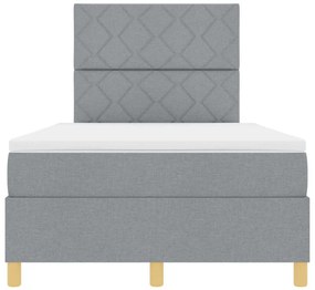 Cama Box Spring com Colchão &amp; LED Cinza Claro 120x200 cm Tecido