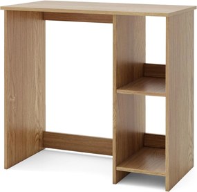 Secretária para computador 80 x 40 x 74 cm de escritório com 2 prateleiras para espaços reduzidos Natural