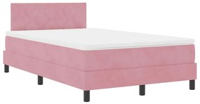 cama box spring vidaXL com colchão e LED rosa 120x190 cm veludo
