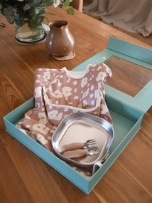 Conjunto presente primeira refeição rosa