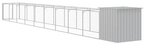 Casota p/cães c/parque 110x1017x110cm aço galvaniz. cinza-claro