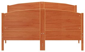 Cama sem colchão 140x200 cm madeira pinho maciça castanho-mel