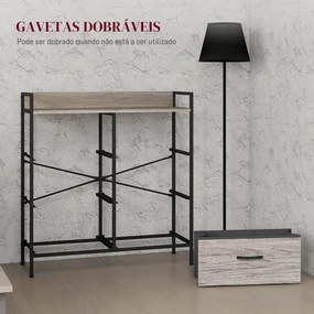 Cómoda com 6 Gavetas Dobráveis de Tecido Estrutura de Aço e Estilo Industrial 79x29x85 cm Cinzento