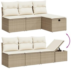 9 pcs conjunto de sofás p/ jardim com almofadões vime PE bege