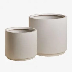 Conjunto De 2 Vasos De Exterior Ø45 Cm / Ø35 Cm Em Polystone Saturn Branco - Sklum