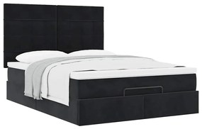 Estrutura de cama otomana com colchões 140x190 cm veludo preto