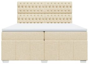 Cama com molas/colchão 200x200 cm tecido cor creme