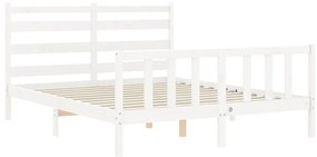 Cama sem colchão 160x200 cm madeira de pinho maciça branco