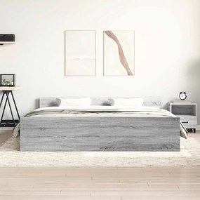 Estrutura cama c/ cabeceira e apoio pés 160x200 cm cinza sonoma