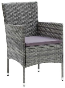 Conjunto de Jantar de Jardim 5 Peças em Rattan Sintético Cinza