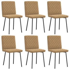 Cadeiras de jantar 6 pcs veludo castanho