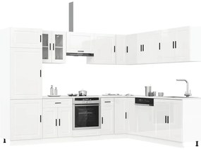 vidaXL 14 peças armário de cozinha conjunto Porto brilho branco