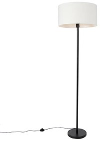 Candeeiro de pé preto com abajur branco 50 cm - Simplo Moderno