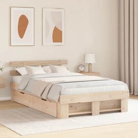 vidaXL Estrado de Cama com Gavetas 140x190 cm Pinho Maciço