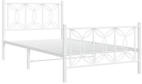 Estrutura de cama com cabeceira e pés 107x203 cm metal branco